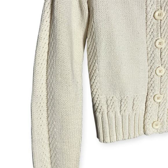 Armani Exchange Large Fold Over Collar Chunky Cardigan SIZE M Beige Sweater HK - Picture 8 of 13